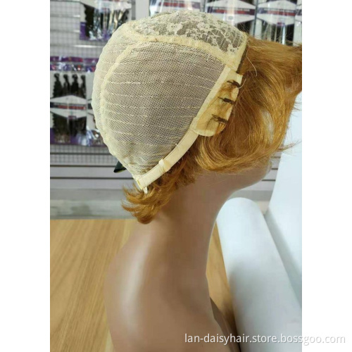 LAN DAISY Short Cut Double Drown  In Stock  Deep Curly  Afro-B None Lace Human Hair Wigs